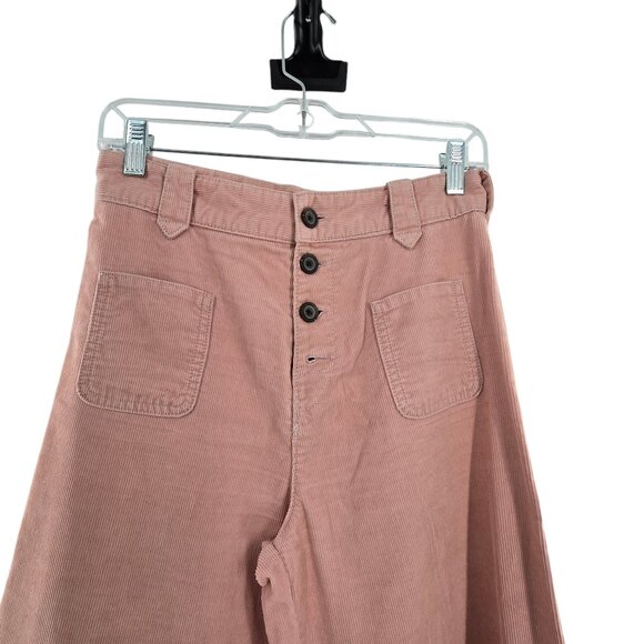 Frye Llana Ultra High Rise Wide Leg Corduroy Jeans mauve FLAWED Size 4 - Picture 11 of 15